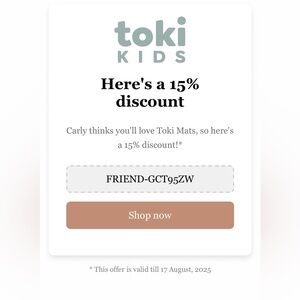 Toki Mat Referral Code - 15% off ! *item not for sale*